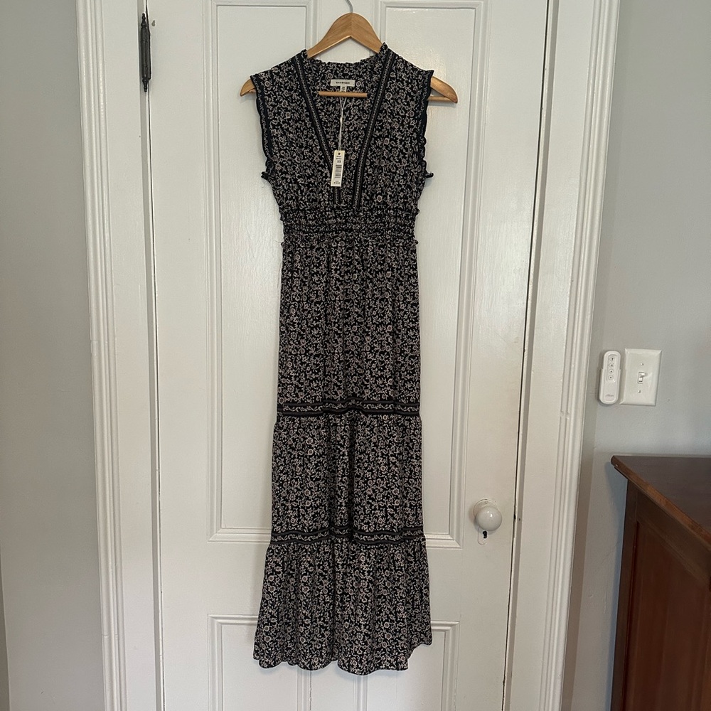 Floral Black and White Maxi Dress